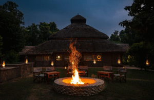 Evening camp fire in Bardiya