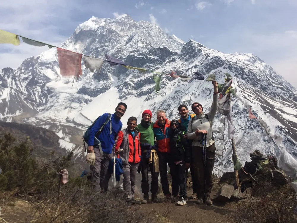 Trekking through a remote mountain landscape in Asia